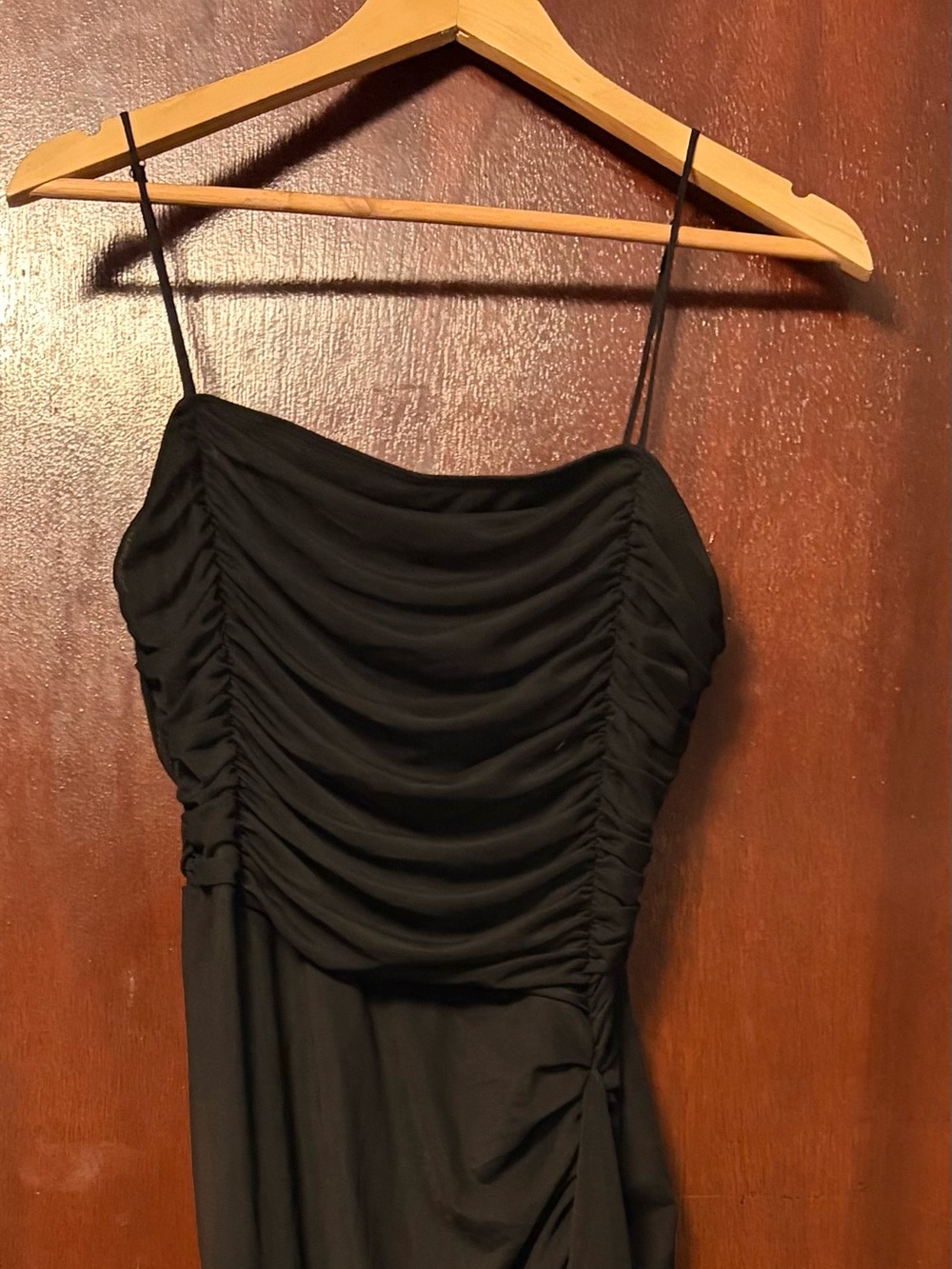 Fashion Nova Black Ruched Strapless Evening Dress